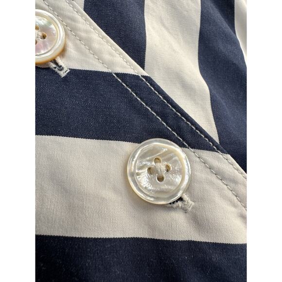 Polo Ralph Lauren Chevron-Stripe Cotton Midi Dress Womens 14 Navy Old Money Prep - Picture 5 of 16